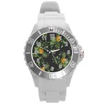 Pineapples pattern Round Plastic Sport Watch (L) Front