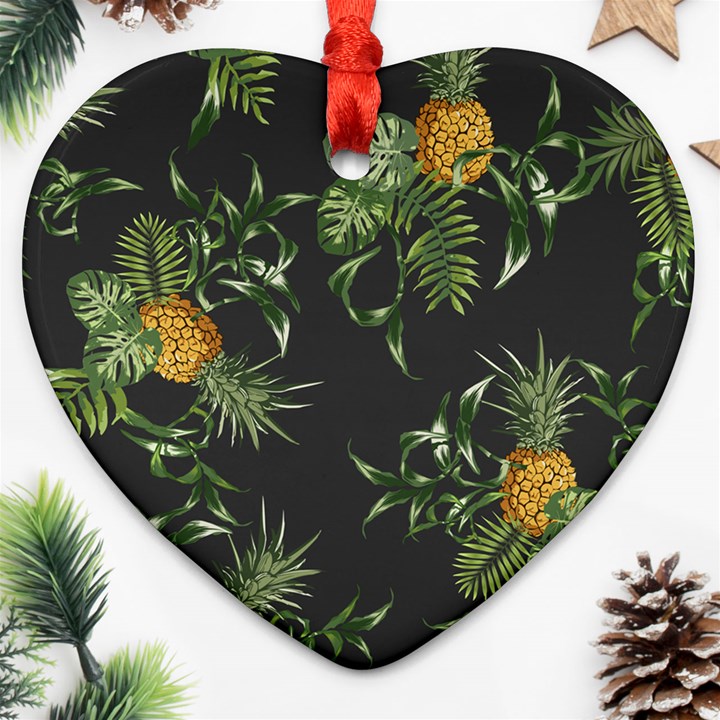 Pineapples pattern Heart Ornament (Two Sides)