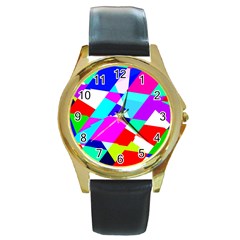 Patchwork Round Gold Metal Watch by designsbyamerianna