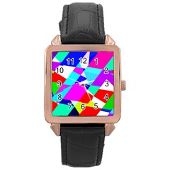 Patchwork Rose Gold Leather Watch  by designsbyamerianna