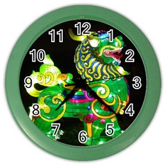 Green Ki Rin Color Wall Clock by Riverwoman