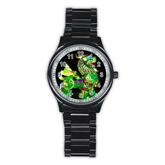 Green Ki Rin Stainless Steel Round Watch