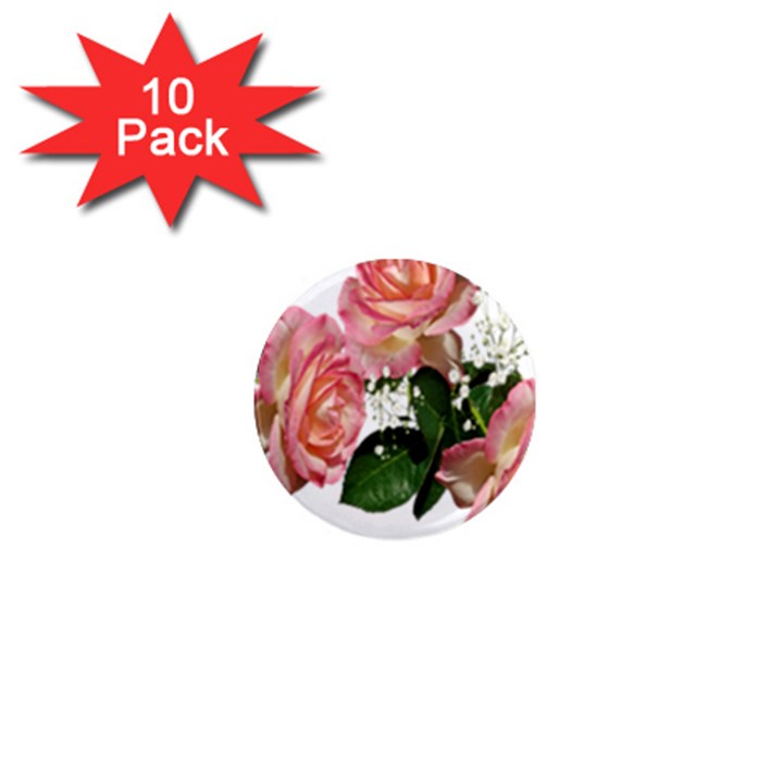 Roses Pink Leaves Flowers Perfume 1  Mini Magnet (10 pack) 