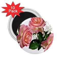 Roses Pink Leaves Flowers Perfume 2 25  Magnets (10 Pack)  by Simbadda