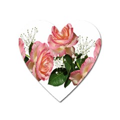 Roses Pink Leaves Flowers Perfume Heart Magnet by Simbadda