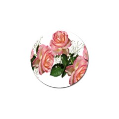 Roses Pink Leaves Flowers Perfume Golf Ball Marker by Simbadda