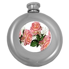 Roses Pink Leaves Flowers Perfume Round Hip Flask (5 Oz) by Simbadda