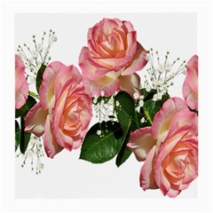 Roses Pink Leaves Flowers Perfume Medium Glasses Cloth (2 Sides) by Simbadda