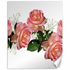 Roses Pink Leaves Flowers Perfume Canvas 11  X 14  by Simbadda