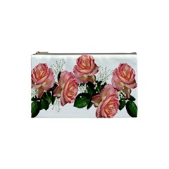 Roses Pink Leaves Flowers Perfume Cosmetic Bag (small) by Simbadda