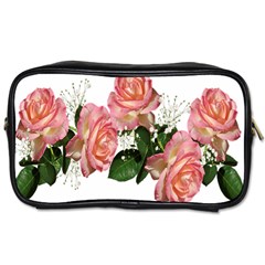 Roses Pink Leaves Flowers Perfume Toiletries Bag (two Sides) by Simbadda