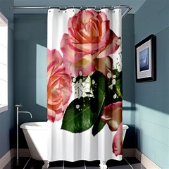 Roses Pink Leaves Flowers Perfume Shower Curtain 36  X 72  (stall)  by Simbadda