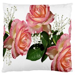 Roses Pink Leaves Flowers Perfume Large Cushion Case (two Sides) by Simbadda