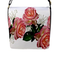 Roses Pink Leaves Flowers Perfume Flap Closure Messenger Bag (l) by Simbadda