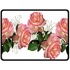 Roses Pink Leaves Flowers Perfume Double Sided Fleece Blanket (large)  by Simbadda