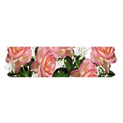 Roses Pink Leaves Flowers Perfume Satin Scarf (oblong) by Simbadda