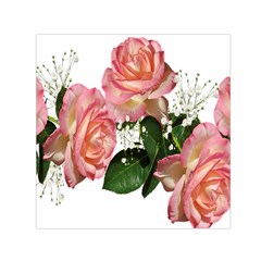 Roses Pink Leaves Flowers Perfume Small Satin Scarf (square) by Simbadda