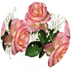 Roses Pink Leaves Flowers Perfume Wooden Puzzle Round