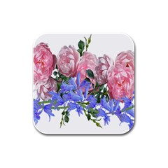 Flowers Roses Bluebells Arrangement Rubber Square Coaster (4 Pack)  by Simbadda