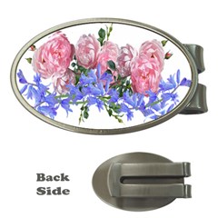 Flowers Roses Bluebells Arrangement Money Clips (oval)  by Simbadda