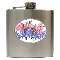 Flowers Roses Bluebells Arrangement Hip Flask (6 Oz) by Simbadda