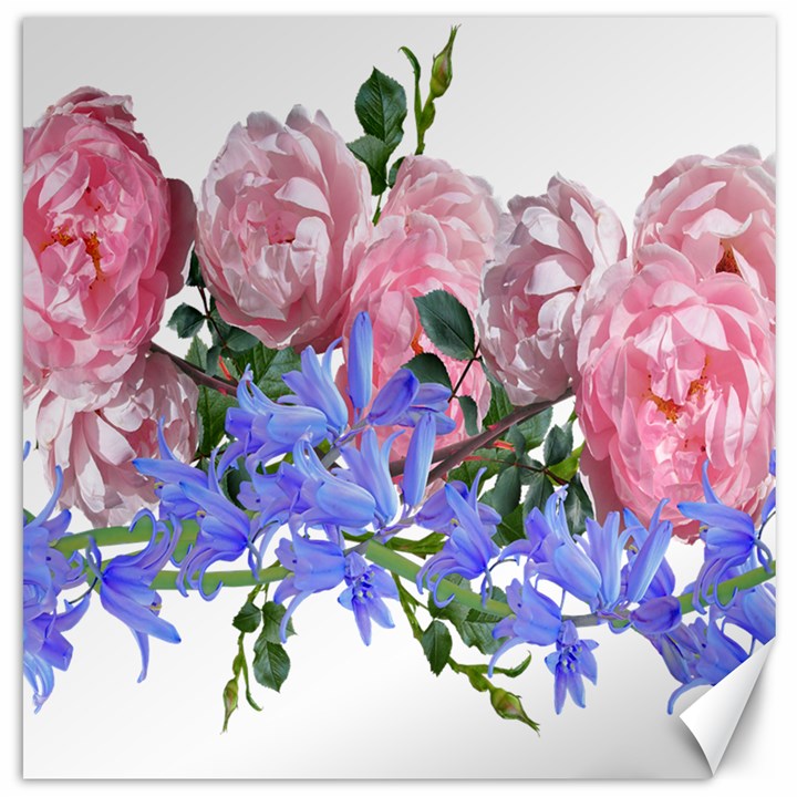 Flowers Roses Bluebells Arrangement Canvas 20  x 20 