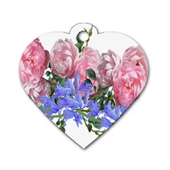 Flowers Roses Bluebells Arrangement Dog Tag Heart (two Sides) by Simbadda