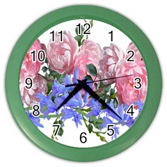 Flowers Roses Bluebells Arrangement Color Wall Clock