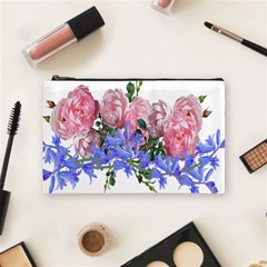 Flowers Roses Bluebells Arrangement Cosmetic Bag (medium) by Simbadda