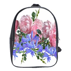 Flowers Roses Bluebells Arrangement School Bag (large) by Simbadda