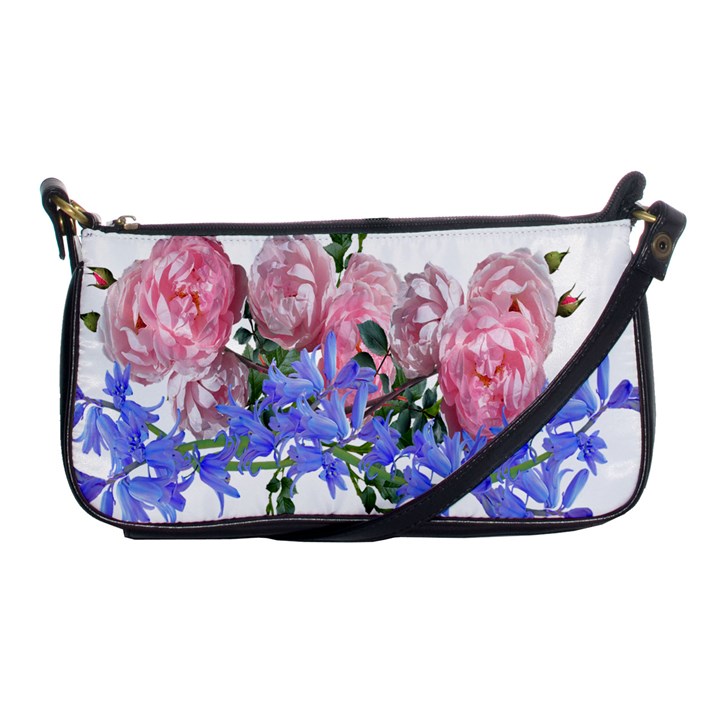 Flowers Roses Bluebells Arrangement Shoulder Clutch Bag