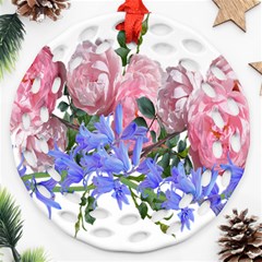 Flowers Roses Bluebells Arrangement Ornament (round Filigree) by Simbadda