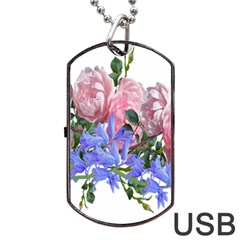 Flowers Roses Bluebells Arrangement Dog Tag Usb Flash (one Side) by Simbadda