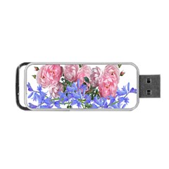 Flowers Roses Bluebells Arrangement Portable Usb Flash (one Side) by Simbadda