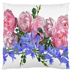 Flowers Roses Bluebells Arrangement Large Flano Cushion Case (one Side) by Simbadda