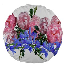 Flowers Roses Bluebells Arrangement Large 18  Premium Flano Round Cushions by Simbadda