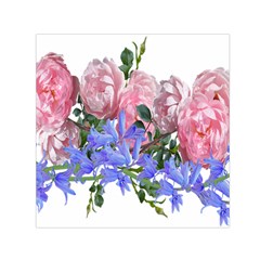 Flowers Roses Bluebells Arrangement Small Satin Scarf (square) by Simbadda