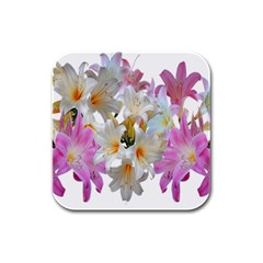 Lilies Belladonna Easter Lilies Rubber Square Coaster (4 Pack)  by Simbadda