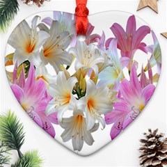 Lilies Belladonna Easter Lilies Heart Ornament (two Sides) by Simbadda