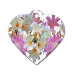 Lilies Belladonna Easter Lilies Dog Tag Heart (two Sides) by Simbadda