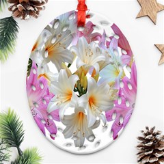 Lilies Belladonna Easter Lilies Ornament (oval Filigree) by Simbadda