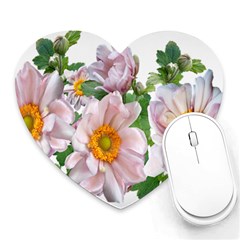 Flowers Anemone Arrangement Cut Out Heart Mousepads