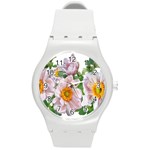 Flowers Anemone Arrangement Cut Out Round Plastic Sport Watch (M) Front