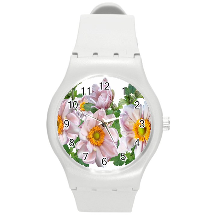 Flowers Anemone Arrangement Cut Out Round Plastic Sport Watch (M)