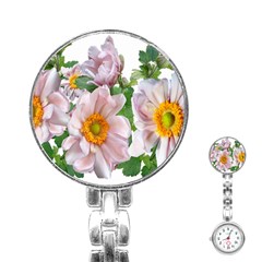 Flowers Anemone Arrangement Cut Out Stainless Steel Nurses Watch