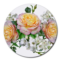 Flowers Arrangement Yellow Roses Round Mousepads