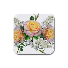 Flowers Arrangement Yellow Roses Rubber Square Coaster (4 Pack)  by Simbadda