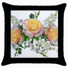 Flowers Arrangement Yellow Roses Throw Pillow Case (black) by Simbadda