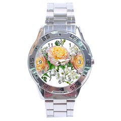 Flowers Arrangement Yellow Roses Stainless Steel Analogue Watch by Simbadda