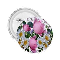 Flowers Roses Pink White Blooms 2 25  Buttons by Simbadda